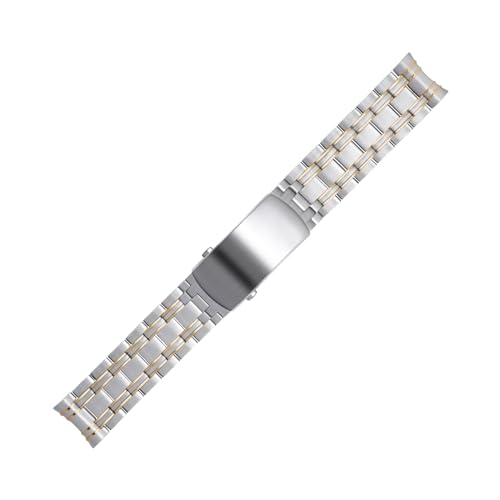 BAHDB 316L Edelstahl 20 mm Uhrenarmband, passend für Omega-Armband, Metallarmband, neue Seamaster DIVER 300M Push-Slider-Schnalle (Color : Silver Gold, Size : 20mm) von BAHDB