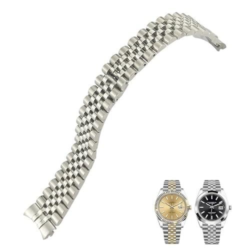 BAHDB 316L Edelstahl-Armband, 20 mm, passend für Rolex Datejust Oyster Perpetual 36 mm, Zifferblatt-Armband, silberfarben, goldfarben, solides Armband (Color : Silver 2, Size : 20mm) von BAHDB