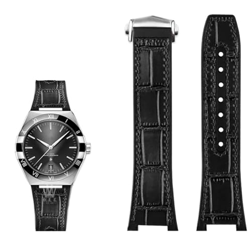 BAHDB Armband aus echtem Leder mit Silikonbasis für das Uhrenarmband der Omega Constellation-Serie Perfect Observatory 131.13 Manhattan-Serie(Color:Black silver) von BAHDB