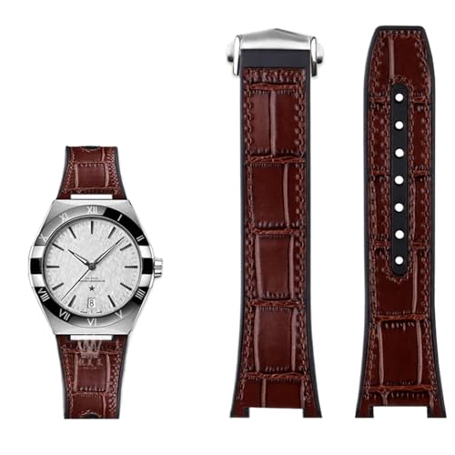 BAHDB Armband aus echtem Leder mit Silikonbasis für das Uhrenarmband der Omega Constellation-Serie Perfect Observatory 131.13 Manhattan-Serie(Color:Brown silver) von BAHDB