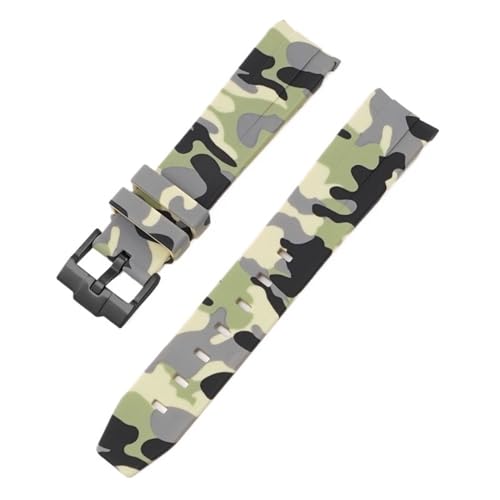 BAHDB Camouflage-Armband für Omega für Swatch MoonSwatch, gebogenes Ende, Silikon-Gummi-Armband, Herren- und Damen-Sportuhrenarmband, Zubehör, 20 mm (Color : Camo beige02, Size : 20mm) von BAHDB