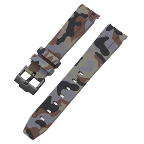 BAHDB Camouflage-Armband für Omega für Swatch MoonSwatch, gebogenes Ende, Silikon-Gummi-Armband, Herren- und Damen-Sportuhrenarmband, Zubehör, 20 mm (Color : Camo brown02, Size : 20mm) von BAHDB