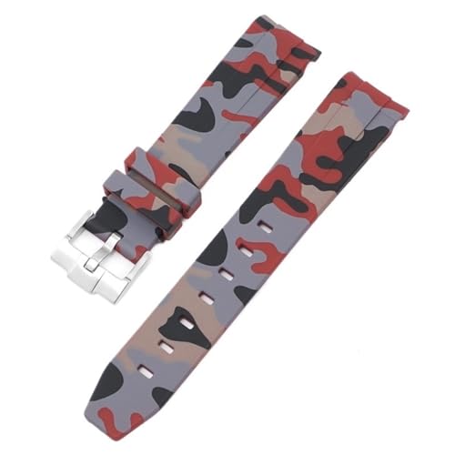 BAHDB Camouflage-Armband für Omega für Swatch MoonSwatch, gebogenes Ende, Silikon-Gummi-Armband, Herren- und Damen-Sportuhrenarmband, Zubehör, 20 mm (Color : Camo dark red01, Size : 20mm) von BAHDB