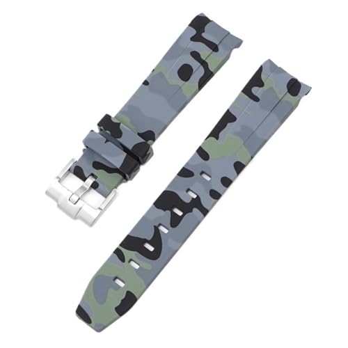 BAHDB Camouflage-Armband für Omega für Swatch MoonSwatch, gebogenes Ende, Silikon-Gummi-Armband, Herren- und Damen-Sportuhrenarmband, Zubehör, 20 mm (Color : Camo grey01, Size : 20mm) von BAHDB