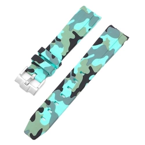 BAHDB Camouflage-Armband für Omega für Swatch MoonSwatch, gebogenes Ende, Silikon-Gummi-Armband, Herren- und Damen-Sportuhrenarmband, Zubehör, 20 mm (Color : Camo water duck01, Size : 20mm) von BAHDB