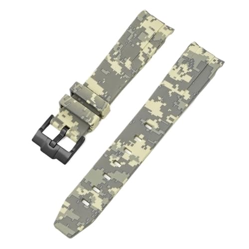 BAHDB Camouflage-Armband für Omega für Swatch MoonSwatch, gebogenes Ende, Silikon-Gummi-Armband, Herren- und Damen-Sportuhrenarmband, Zubehör, 20 mm (Color : Mosaic beige02, Size : 20mm) von BAHDB