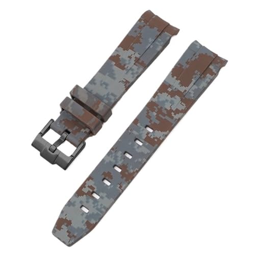 BAHDB Camouflage-Armband für Omega für Swatch MoonSwatch, gebogenes Ende, Silikon-Gummi-Armband, Herren- und Damen-Sportuhrenarmband, Zubehör, 20 mm (Color : Mosaic brown02, Size : 20mm) von BAHDB