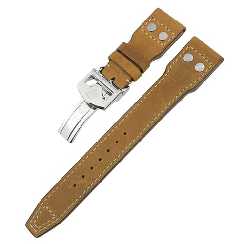 BAHDB Dickes Echtleder-Kalbsleder-Uhrenarmband 21 mm 22 mm für IWC Big PILOT Spitfire TOP GUN IW5009 IW3777. Nieten-Rindsleder-Uhrenarmband (Color : Crazy Horse Skin1, Size : 22mm) von BAHDB