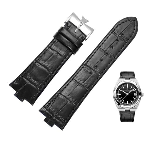 BAHDB Echtes Lederarmband für Vacheron Constantin OVERSEAS Serie 4500V 5500V P47040 Edelstahlschnalle Herrenuhrenarmband 25-8mm(Color:Black-silver) von BAHDB