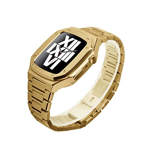 BAHDB Edelstahl-Uhrenarmband mit Metalllünette für Apple Watch 9, 8, 7, 6, 5, 4, SE, 3, 2, Serie, 44 mm, 45 mm, Ersatz-Metallarmband, Modifikationsset, 40 mm, Achat von BAHDB