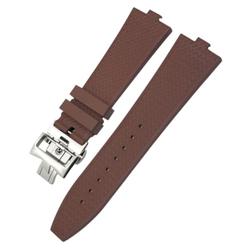 BAHDB FKM Senior Fluorkautschuk-Armband für Vacheron Constantin 4500 V 5500 V 7900 Uhrenarmband vc Convex Mouth 7 mm Uhrenzubehör (Color : Brown, Size : Rose gold buckle) von BAHDB