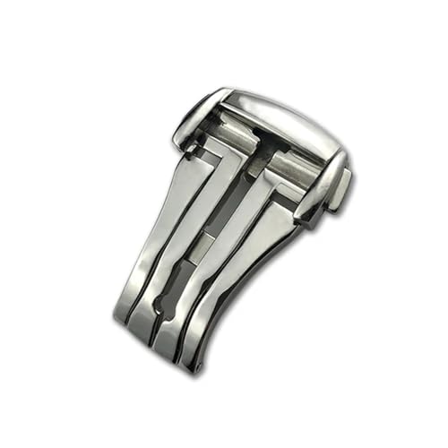 BAHDB Faltschließe für Uhren mit Faltschließe, 16 mm, 18 mm, 20 mm, für Omega, Lederarmband, Gummiband, 316L-Stahl, Schwarz, Silber, Zubehör(Color:Silver style 1,Size:16mm) von BAHDB