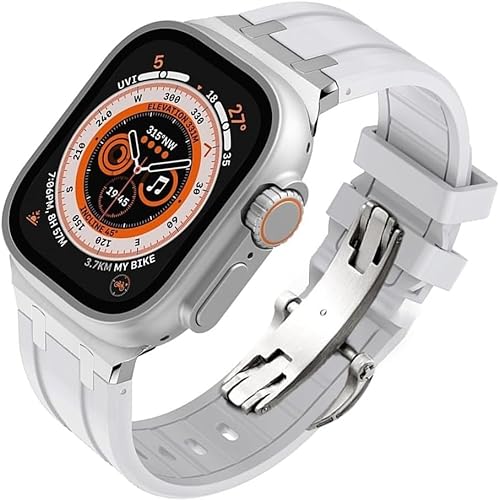 BAHDB Fluorkautschuk-Uhrenarmband für Apple Watch 40 mm, 41 mm, 44 mm, 45 mm, Ultra, 49 mm, Ersatzzubehör, für Herren und Damen, 44MM, Achat von BAHDB