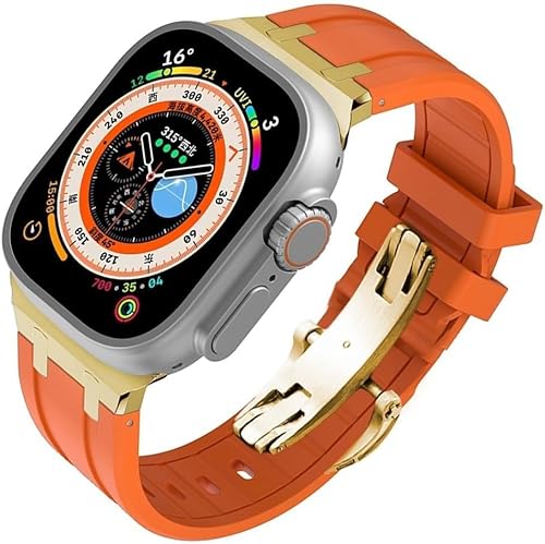 BAHDB Fluorkautschuk-Uhrenarmband für Apple Watch 40 mm, 41 mm, 44 mm, 45 mm, Ultra, 49 mm, Ersatzzubehör, für Herren und Damen, 45 mm, Achat von BAHDB