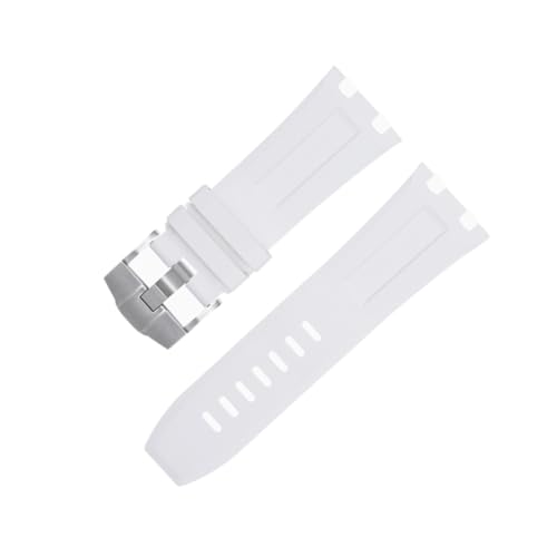 BAHDB Für Audemars und Piguet Gürtel 15710/15703 Not Qucik Release 28 mm Natur Fluor weiches FKM-Gummiarmband Zubehör Uhrenarmband (Color : White5, Size : 28MM) von BAHDB