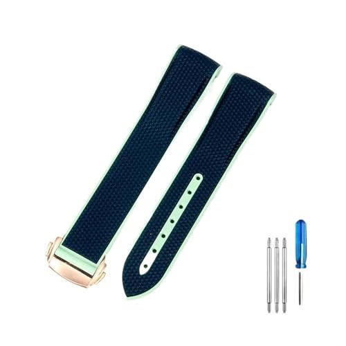 BAHDB Für Omega Swatch Planet Joint Name Series 20 mm farblich passendes Silikon-Uhrenarmband Arc Interface Wasserdicht Ersatz-Uhrenarmbänder (Color : Blue green-Rose-Z3, Size : 20mm) von BAHDB