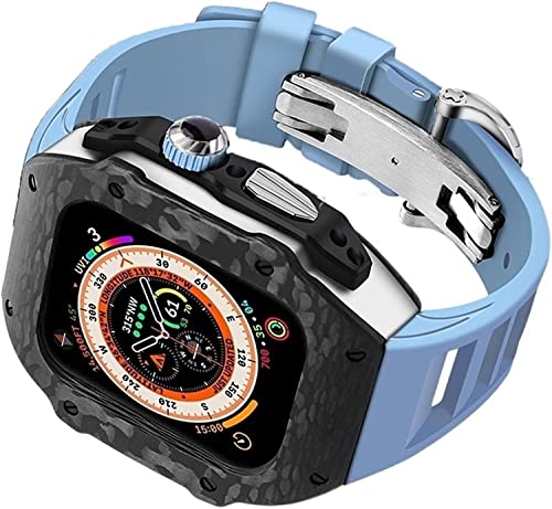 BAHDB Gehäuse und Verschluss aus Karbonfaser, Titanlegierung, Gummiarmband und Verschluss, für Apple Watch Ultra 49 mm, 45 mm, 44 mm, Uhrenarmband, Mod-Kit, Edelstahl-Uhrenabdeckung, Uhrenarmband, von BAHDB