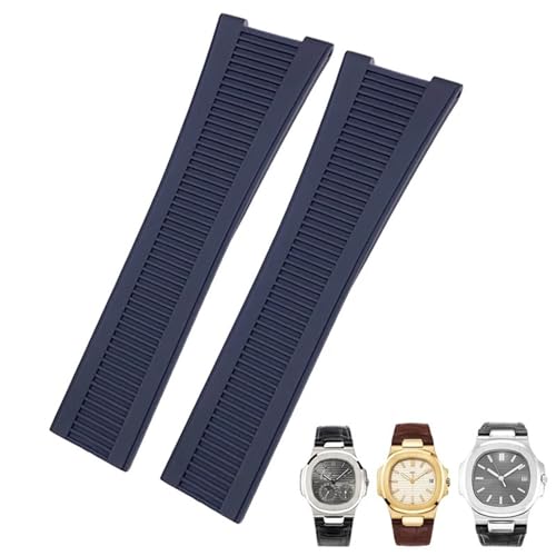 BAHDB Gummi-Silikon-Uhrenarmband für Patek Philippe PP 5711 5712G Nautilus Armband 25 mm Schwarz Blau Braun Armband Sportarmband Herren (Color : Blue, Size : 25mm) von BAHDB