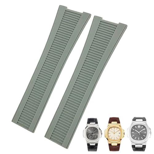 BAHDB Gummi-Silikon-Uhrenarmband für Patek Philippe PP 5711 5712G Nautilus Armband 25 mm Schwarz Blau Braun Armband Sportarmband Herren (Color : Gray, Size : 25mm) von BAHDB