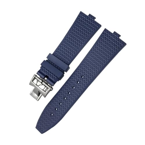 BAHDB Konvexe Uhrenarmbänder aus Fluorkautschuk, 24 x 7 mm, passend für Vacheron Constantin Overseas, Schnellverschluss-Silikonarmband mit Schraubschnalle(Color:Blue) von BAHDB