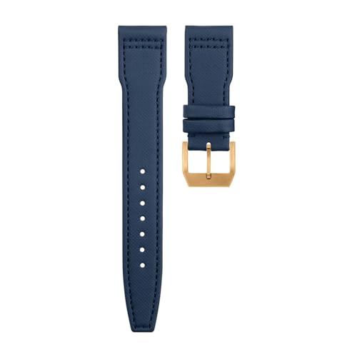 BAHDB Nylon Canvas Lederarmband 21mm 22mm für IWC Armband SPITFIRE MARK 18 Portugieser Portofino TOP GUN Pilot IW3777 Armband (Color : BLUE Gold buckle C, Size : 22MM) von BAHDB