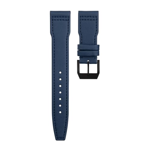 BAHDB Nylon Canvas Lederarmband 21mm 22mm für IWC Armband SPITFIRE MARK 18 Portugieser Portofino TOP GUN Pilot IW3777 Armband (Color : BLUE black buckle C, Size : 21MM) von BAHDB