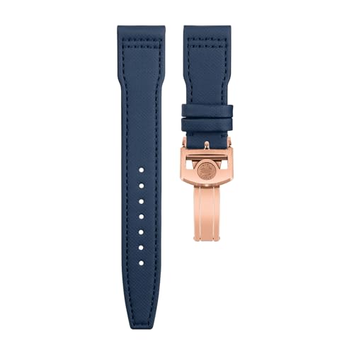 BAHDB Nylon Canvas Lederarmband 21mm 22mm für IWC Armband SPITFIRE MARK 18 Portugieser Portofino TOP GUN Pilot IW3777 Armband (Color : BLUE rose buckle B, Size : 22MM) von BAHDB