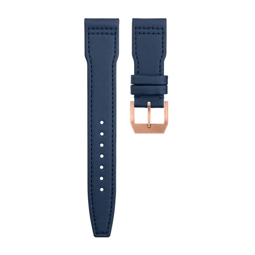 BAHDB Nylon Canvas Lederarmband 21mm 22mm für IWC Armband SPITFIRE MARK 18 Portugieser Portofino TOP GUN Pilot IW3777 Armband (Color : BLUE rose buckle C, Size : 22MM) von BAHDB