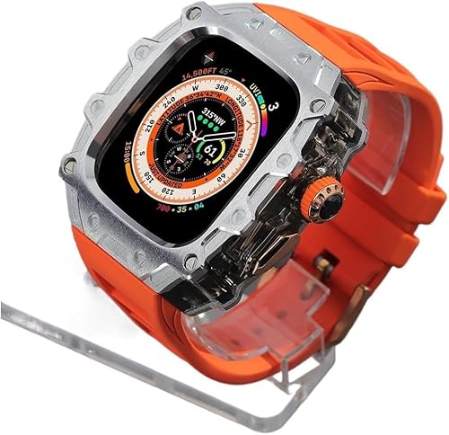 BAHDB RM-Stil, Legierung, transparente Lünette, Mod-Kit, für Apple Watch Ultra 2 49 mm, Gummi-Uhrenarmbänder, Zubehör, Herren, Metall, PC-Uhrenabdeckung, für iWatch Ultra 2, 49 mm, For Ultra 2 49mm, von BAHDB