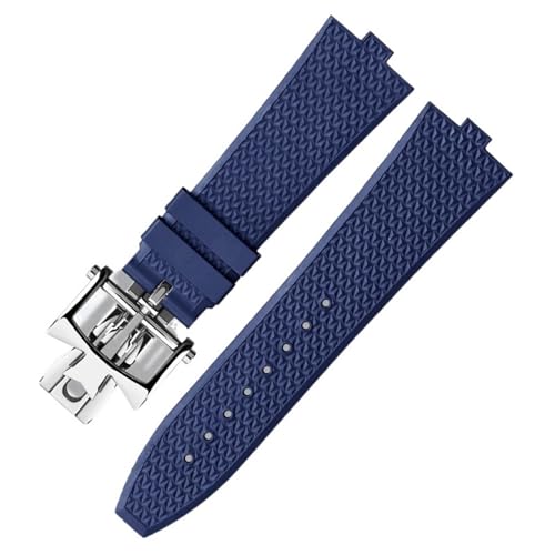 BAHDB Senior FKM Fluorkautschuk-Uhrenarmband für Vacheron Constantin 4500 V 5500 V 7900 Uhrenarmband vc Convex Mouth 7 mm Armbanduhrenband (Color : Blue SR fold, Size : 7mm) von BAHDB