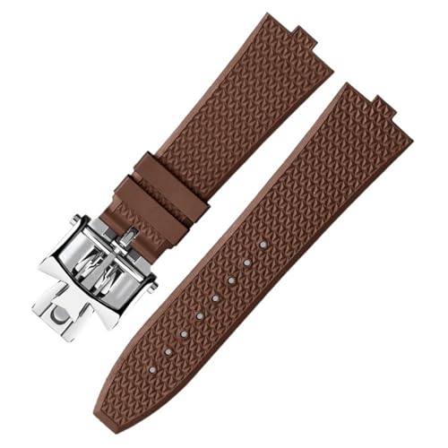 BAHDB Senior FKM Fluorkautschuk-Uhrenarmband für Vacheron Constantin 4500 V 5500 V 7900 Uhrenarmband vc Convex Mouth 7 mm Armbanduhrenband (Color : Brown SR fold, Size : 7mm) von BAHDB