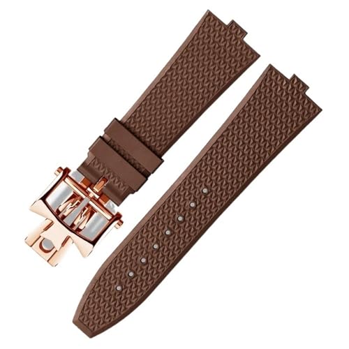 BAHDB Senior FKM Fluorkautschuk-Uhrenarmband für Vacheron Constantin 4500 V 5500 V 7900 Uhrenarmband vc Convex Mouth 7 mm Armbanduhrenband (Color : Brown rose fold, Size : 7mm) von BAHDB