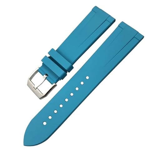 BAHDB Uhrenarmbänder aus Fluorkautschuk, passend für IWC Big Pilot-Uhren IW3777, Gummi-Silikon, 19 mm, 20 mm, 21 mm, 22 mm, weiche Tauchbänder (Color : Light blue 1, Size : 20mm) von BAHDB