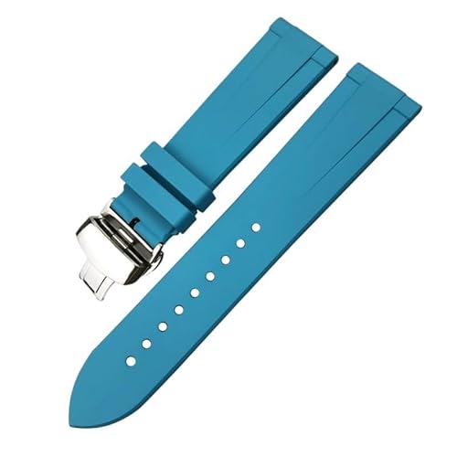 BAHDB Uhrenarmbänder aus Fluorkautschuk, passend für IWC Big Pilot-Uhren IW3777, Gummi-Silikon, 19 mm, 20 mm, 21 mm, 22 mm, weiche Tauchbänder (Color : Light blue 2, Size : 21mm) von BAHDB