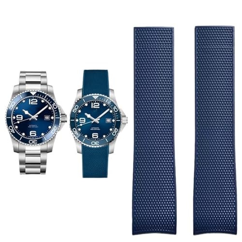 BAHDB Uhrenzubehör Band für Comas Diving Serie L37814 L3.781 Mechanisches Herren-Uhrenarmband aus Gummi, 21 mm Armband(Color:Blue no buckle,Size:21mm) von BAHDB