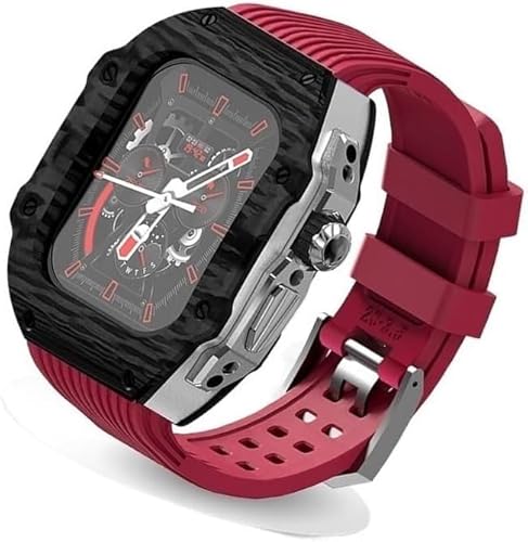 BAHDB Ultra 49 mm Fluorkautschuk-Uhrenarmband + Kohlefaser-Uhrengehäuse, Kohlefaser-Modifikationsset, für Apple Watch, Ersatzarmband, für iWatch 8, 7, 6, 5, 4, SE, 45 mm, 44 mm, 44mm, Achat von BAHDB