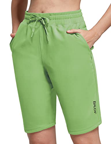 BALEAF 10" Long Shorts for Women Bermuda Shorts with Zipper Pockets Green XL Plus Size von BALEAF