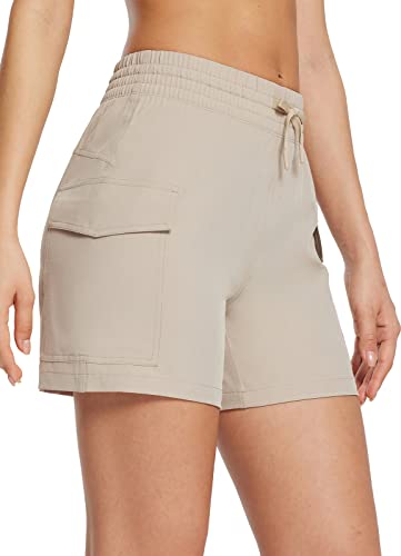 BALEAF Damen-Cargo-Shorts, 12,7 cm, schnelltrocknend, leicht, für Reisen, Wandern, Golf, mit Taschen, wasserabweisend, khaki, S von BALEAF