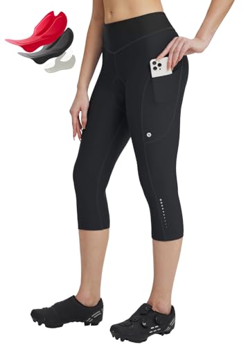 baleaf Damen Fahrradhose Lycra 4D Gepolstert Radfahren Caprihosen Hohe Taille Radfahren Fahrrad Polsterung Strumpfhose mit Taschen Schwarz L baleaf Damen Fahrradhose Lycra 4D Gepolstert Radfahren Caprihosen Hohe Taille Radfahren Fahrrad Polsterung Strumpfhose mit Taschen Schwarz L von baleaf