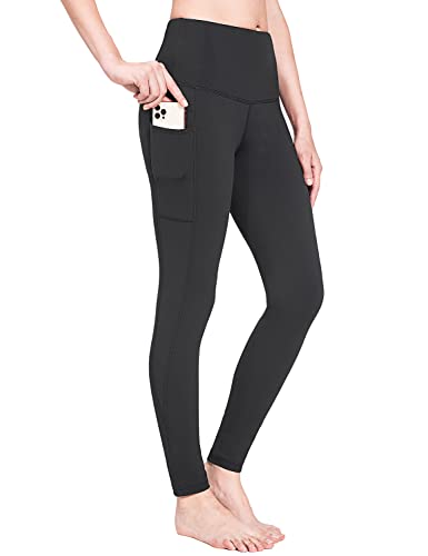 BALEAF Damen Fleece Gefüttert Wasserdicht Leggings Hohe Taille Thermo Yoga Hose Winter Laufen Wandern Strumpfhose mit Taschen, 1-schwarz, XXX-Large von BALEAF