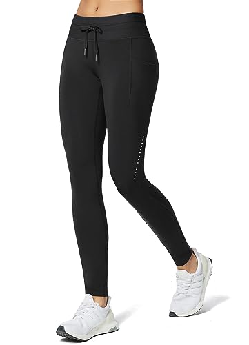 BALEAF Damen Fleeced Wasserdicht Leggings High Waisted Thermo Hose mit Taschen Winter Yoga Laufen Schwarz 2XL von BALEAF