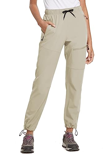 BALEAF Damen Wanderhosen Schnelltrocknend Wasserabweisend Leichte Jogginghose für alle Jahreszeiten Elastische Taille Sonnenbräune S von BALEAF