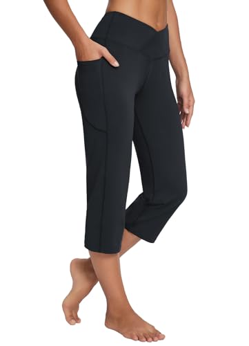 BALEAF Damen Yogahose Hohe Taile Jogginghose Weites Bein Freizeithose Schwarz L von BALEAF