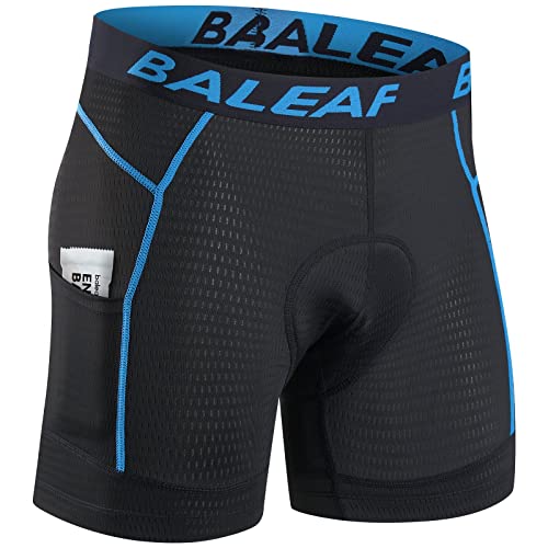 BALEAF Fahrradhose Herren Radunterhose 4D Gepolstert Mountainbike Hose Radlerhose Gepolstert Fahrrad Unterhosen Radhose Kurz Radlerunterhose mit Rutschfesten Beingriffe MTB Schwarz/Blau M von BALEAF