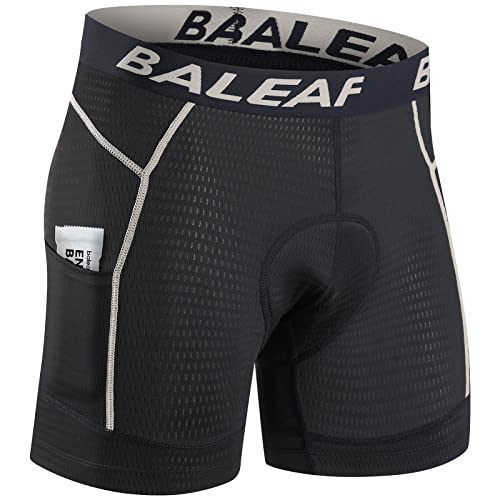 BALEAF Fahrradhose Herren Radunterhose 4D Gepolstert Mountainbike Hose Radlerhose Gepolstert Fahrrad Unterhosen Radhose Kurz Radlerunterhose mit Rutschfesten Beingriffe MTB Schwarz/Grau 2XL von BALEAF