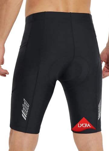 BALEAF Fahrradhose Herren gepolstert UPF 50+ Radsport MTB Shorts Polsterung mit Reißverschlusstaschen Schwarz L von BALEAF