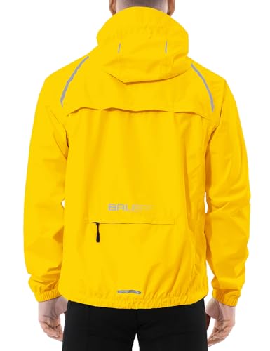 BALEAF Fahrradjacke Herren Regenjacke Wasserdicht Atmungsaktiv Wanderjacke Windbreaker Outdoor Jacken Leichte Windjacke Trekking Regenjacke Radjacke Hellgelb S von BALEAF