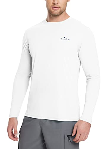 BALEAF Herren Angelshirt Langarm UPF 50+ Sonnenschutz UV T-Shirts Schnelltrocknend Weiß L von BALEAF