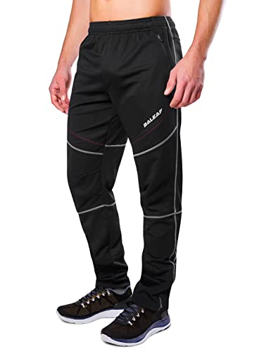 BALEAF Herren Fahrradhose Winter Thermo Radhose lang Outdoorhose Wasserdicht Softshellhose Fleece Laufhose Schwarz 4XL von BALEAF