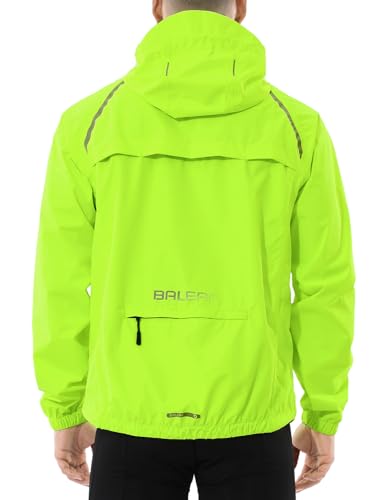 BALEAF Fahrradjacke Herren Regenjacke Wasserdicht Atmungsaktiv Wanderjacke Windbreaker Outdoor Jacken Leichte Windjacke Trekking Regenjacke Radjacke Fluorescent Gelb M von BALEAF